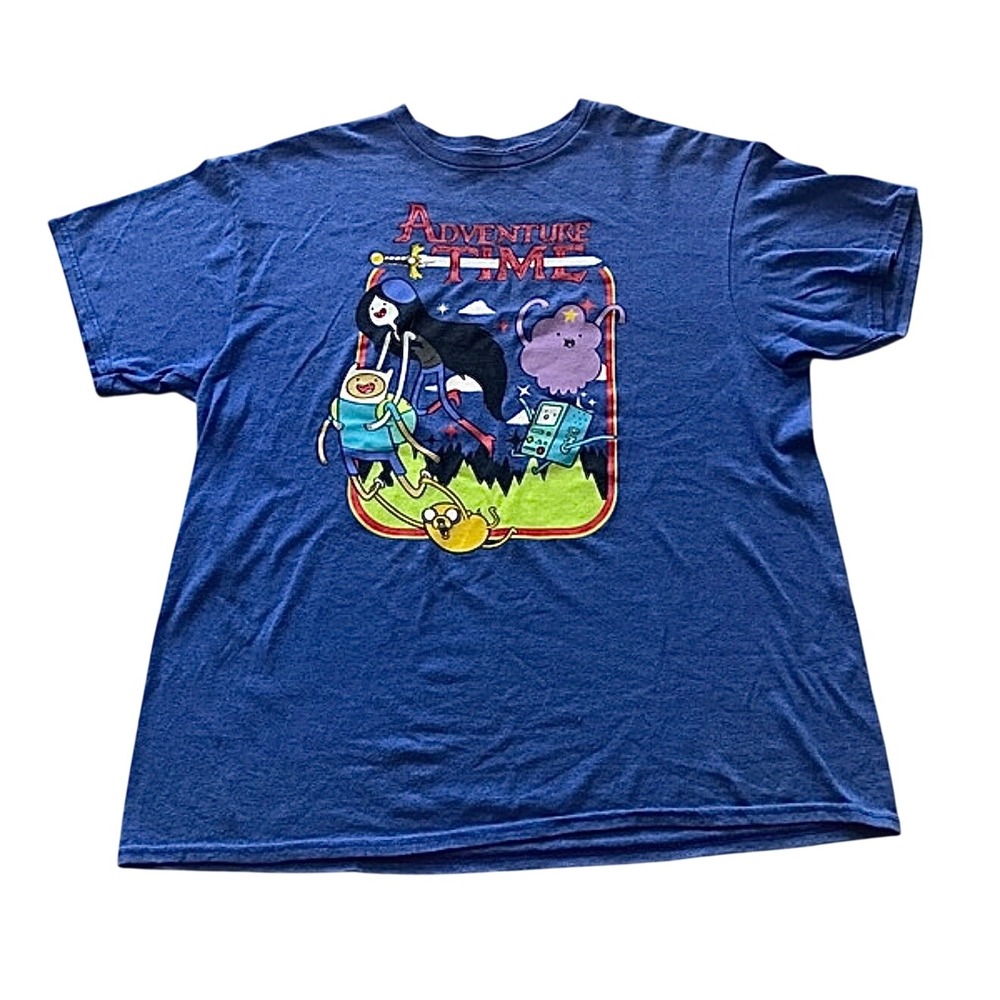 Gildan Adventure Time T-Shirt Women Small Blue Excellent Cartoon Graphic Tee
